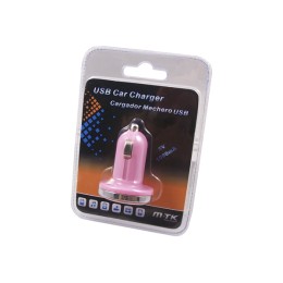 Cargador de coche-mechero Usb / 5v 1a / Rosa / Mtk